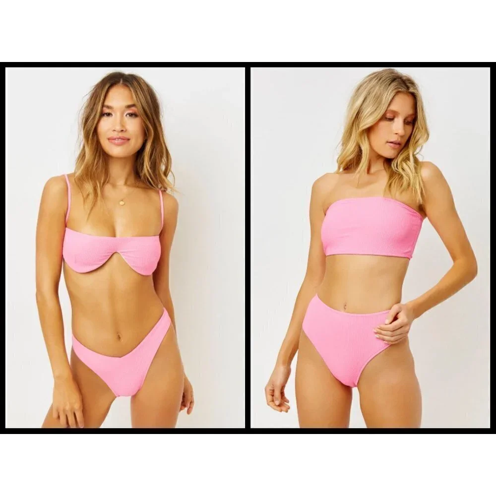 💕FRANKIE'S💕 Ribbed Bikini (Tolly Underwire Top + Jenna High Waist Bottoms) M/L